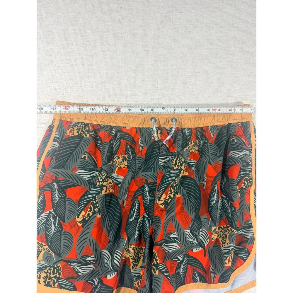Maamgic Swim Trunks Mens L Orange Excellent Tropical Leopard Print Shorts